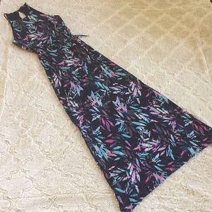 Navy floral maxi dress from The Limited * XS
